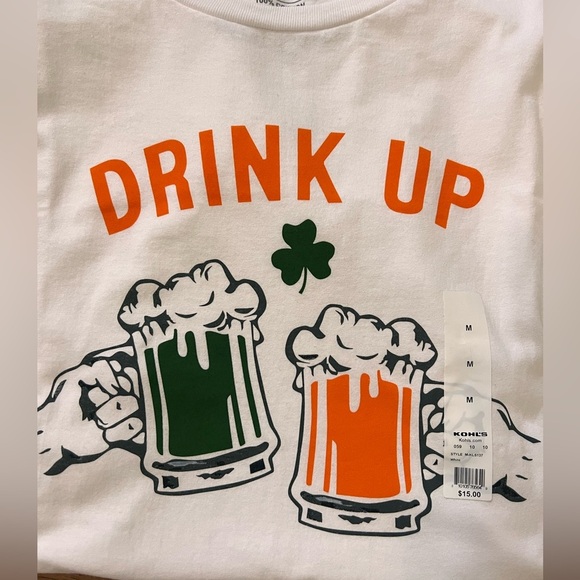 Men’s St. Patrick’s Day “Drink Up” Graphic Tee M - Picture 3 of 5